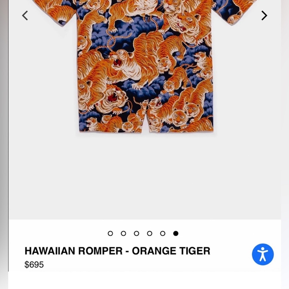R13 Hawaiian Print Romper in Orange Tiger - Picture 4 of 16